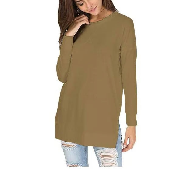 🔥Round Neck Casual Solid Color Top