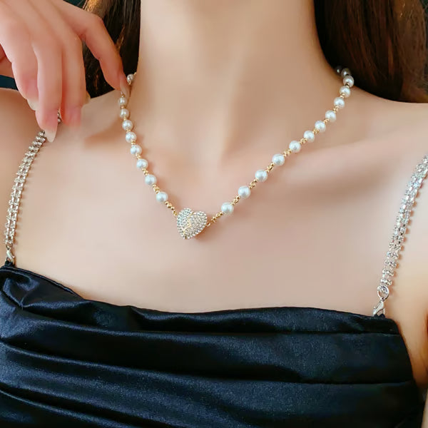 New Magnetic Pearl Heart Necklace