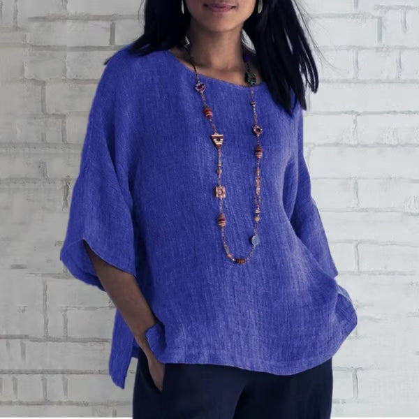 Spring 2024 fashion solid color cotton linen top