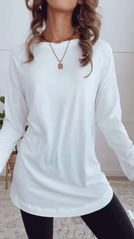 🔥Round Neck Casual Solid Color Top