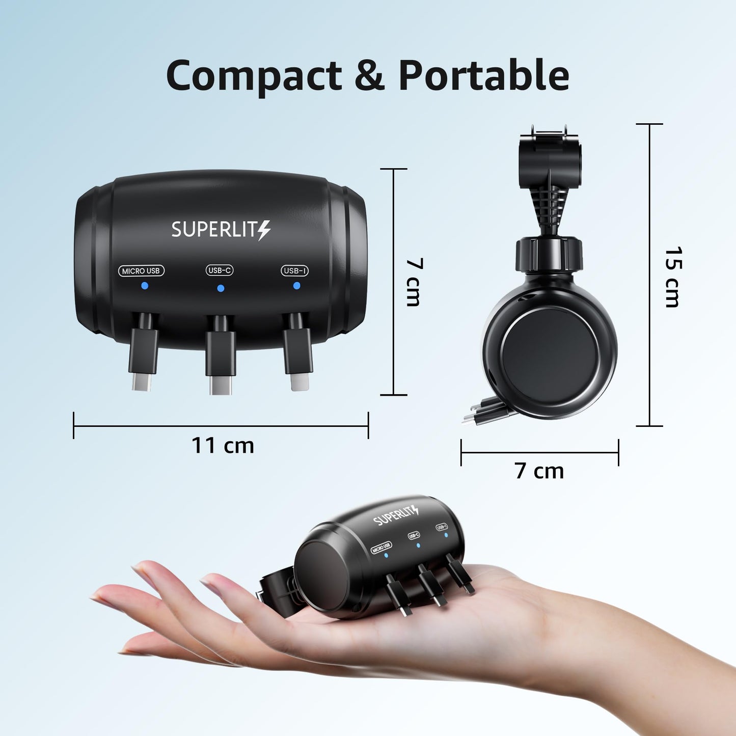🔌📱 SUPERLIT 3-in-1 Fast Car Charger – Backseat Mount